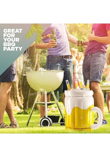 Pazly Pvc Şişme Soğutucu Bira İçecekleri Açık Kamp Barbekü Havuzu Plaj Partisi İçin Buz Kovası Beyaz - Sarı Beyaz - Sarı