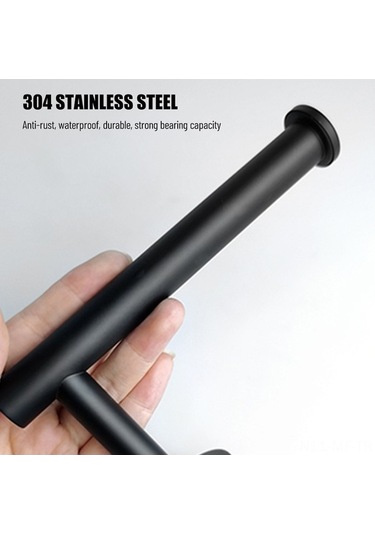 Novahub İlgili Banyo Askı Seti - 5 Parça 40cm Paslanmaz Çelik Havlu Ve Kıyafet Askısı Siyah Siyah