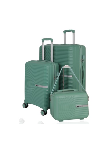 Mçs Polipropilen 3lü Valiz Seti Büyük & Kabin & Makyaj V374 S24sy1000081-set 10426 Su Yeşili