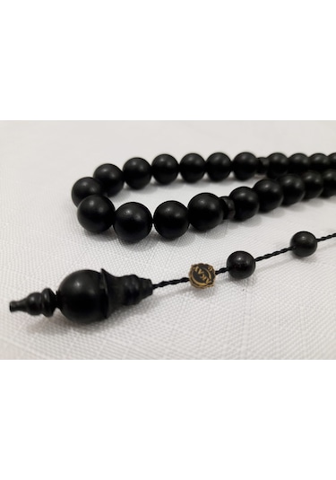 Soma Tesbih Akay Usta İmzalı Küre Kesim Üst Segment Abanoz Ağacı Tesbih 8x8