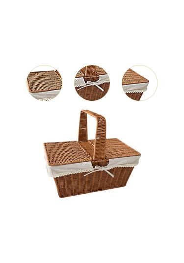 Homyl Taklit Rattan Piknik Sepeti Dokuma Meyve Stil B