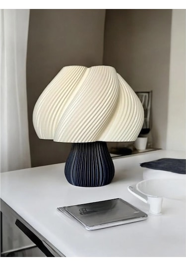 Vintage Gece Masa Lambası , Bohem Ev Dekorasyon , Dekoratif Abajur - Siyah Krem Çok Renkli