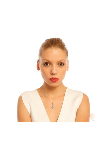 Topaz Melek Kanadı 0.04 Carat Pırlanta Gümüş Kolye Küpe Seti Ei09