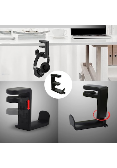 Masaya Monte 360 Döner Kulaklık Tutucu Stand -al4804 Siyah