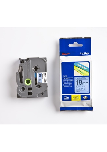 BROTHER P-TOUCH TZE-541 TZE-TAPE 18 MM MAVİ ÜZERİNE SİYAH LAMİNASYONLU ETİKET