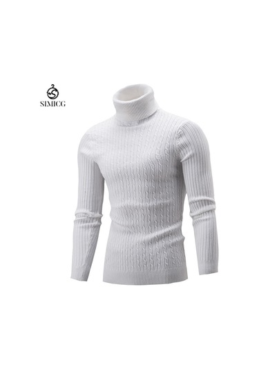 Erkek Sonbahar Ve Kış Balıkçı Yaka Düz Renk Kazak Siyah