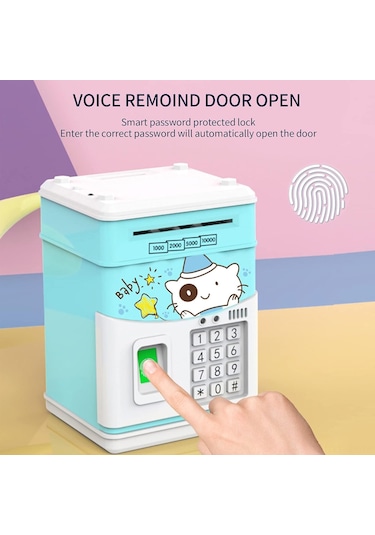 Parmak İzi Simüle Edilmiş Şifreli Mını Atm Elektronik Kumbarası, Nakit Para Huni, Otomatik Kaydırma Kağıdı, Çocuklar İçin Kasa