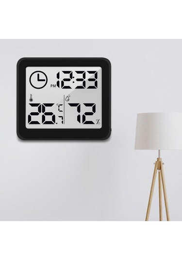 Homyl Masaüstü Dijital Saat Pille Çalışan Okuması Siyah02