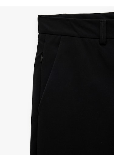 Koton Slim Fit Cep Detaylı Düğmeli Esnek Kumaş Pantolon Siyah 6wam40084hw Siyah