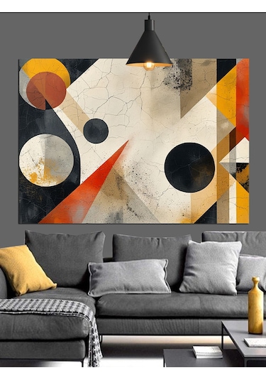 Geometrik Desen Soyut Sanat Dekoratif Kanvas - Mdf Ahşap Tablo