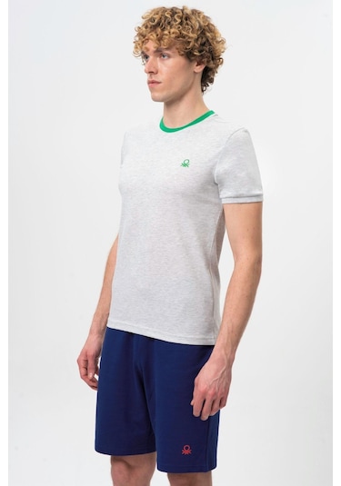 Benetton Bnt-m20461-23y Erkek T-shirt BNT-M20461-R0593 Gri Melanj
