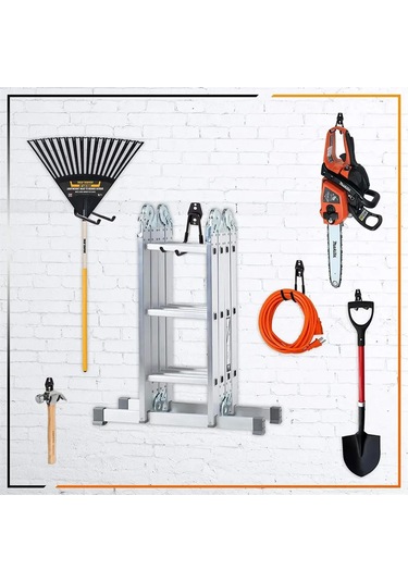 Yunboo Siyah Çelik Garaj Demiri, 30 Kg Yük Taşıma, Zemin Tasarrufu, Araç/enstrüman Duvar Takımı, 115 Mm Küçük Kanca, Ev Bahçe Depolama Gereci Siyah