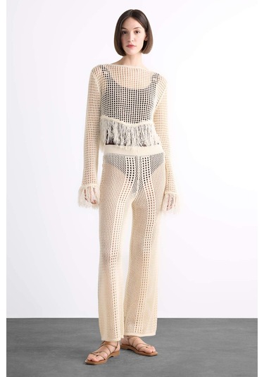 DeFacto Straight Fit Esnek Belli Kroşe Plaj Pantolonu F7461AX25HSER105