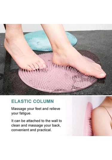 Pazly Tembel Silikon Banyo Masaj Fırçası, Kaymaz Masaj Pedi, Peeling Matı, Vakumlu Mavi Mavi