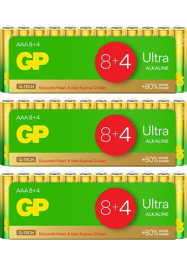Gp Batteries G-tech Ultra Alkalin İnce Lr03 Aaa Boy 1.5v Pil 36 Adet