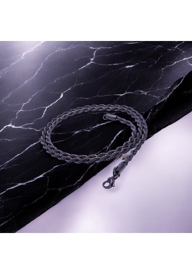 Fm Sarmal Halat Çelik Kolye 4mm 3183cek056 Siyah