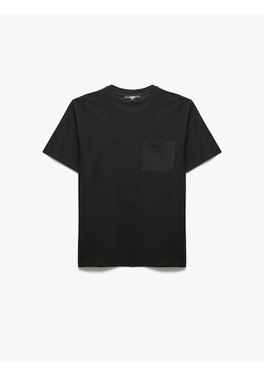 Koton Regular Fit Kısa Kollu Pamuklu Cep Detaylı Bisiklet Yaka Basic Tişört Antrasit 6wam10070hk 939