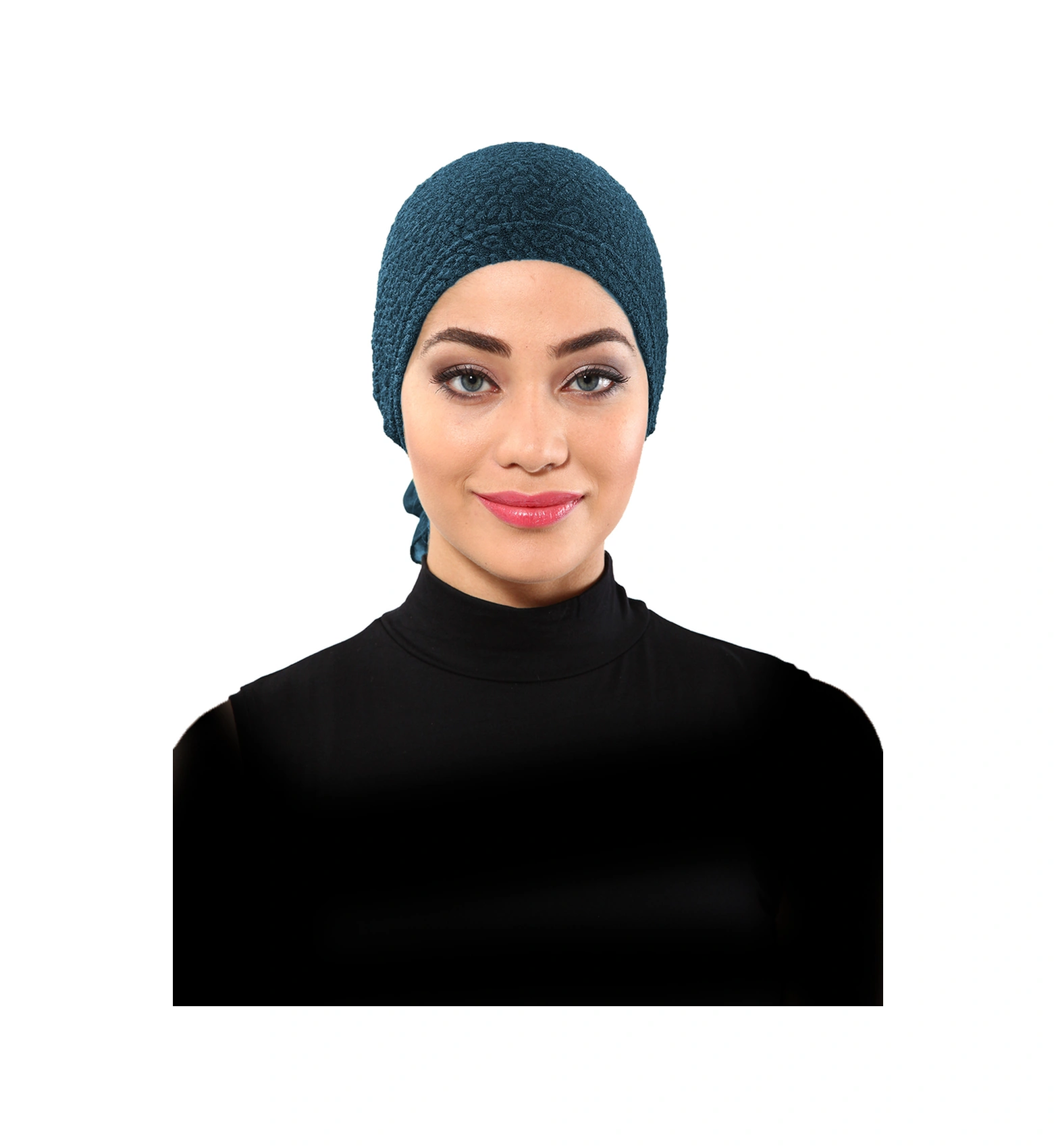 Brokar Tüllü Petrol Hazır Türban Tesettür Bone Petrol