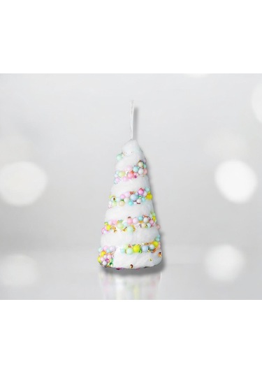 Yılbaşı Süsü Boncuklu Candy Karlı Konik 16 Cm