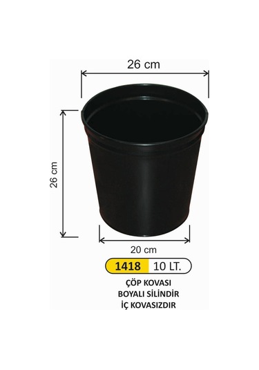 Ofis Tipi Çöp Kovası 10 Litre Siyah