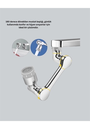 Bfs 180 Dönebilen Robotik Kollu Musluk Başlığı 2 Modlu Su Akışı Ve Kolay Montaj Çok Renkli