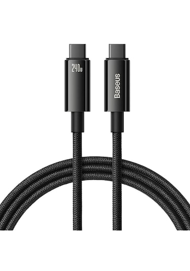 Baseus Tungsten Gold Hızlı Şarj Data Kablosu Type-c 240w 1m Siyah