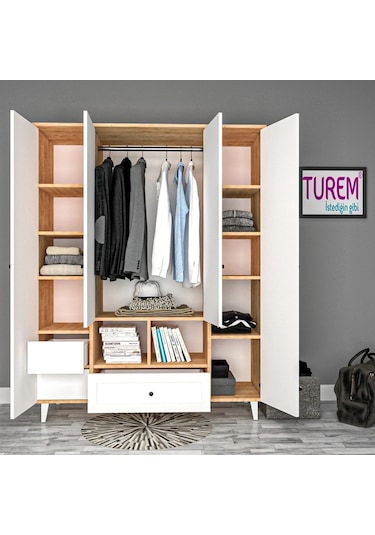 Angel 4 Kapılı Gardrop Mdf Sis Gri