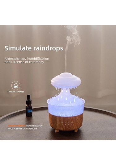 V50 Masaüstü Renkli Gece Lambası Nemlendirici Ahşap Tahıl Su Damlası Aroma Difüzörü, Özellik: Ab Tak Beyaz