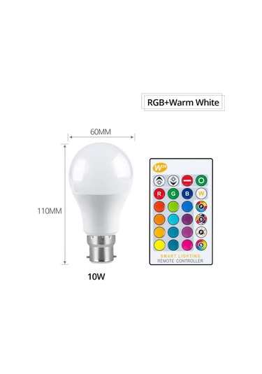 Led Lamba E27 B22 Rgb Led Ampul 15w 10w 5w Rgbw Kısılabilir Ampul Led Akıllı Işıklar Ev Tatil Dekorasyonu Için Uzaktan Kumanda İle B22 10w