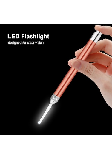 Wezone Kulak Bakımı Seti: 9 Adet Araç + Işıklı Kulak Kaşığı - Paslanmaz Çelik - Gümüş Ve Gül Altını Pil Yok