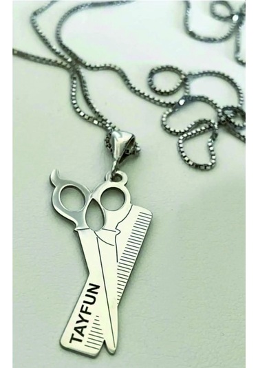 Kuaför Tarak Makas Gümüş Kolye Gümüş