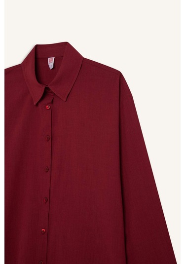 DeFacto Regular Fit Pamuklu Plaj Gömleği-Fall in Love W8241AZ25SMBR285 Bordo