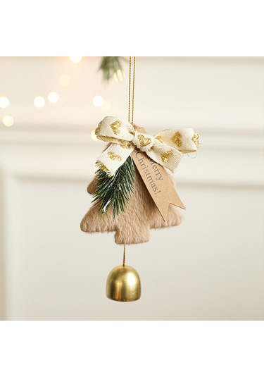 Moveevo Kumaş Noel Ağaç Süsü, Zil Sesli Araç Süsü, Çanta Anahtar Zinciri, Ev Dekorasyonu Hediyesi B Kahverengi