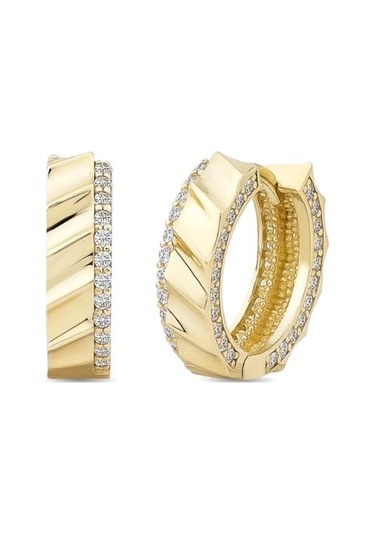 14 Ayar Taşlı Abelia Halka Altın Küpe