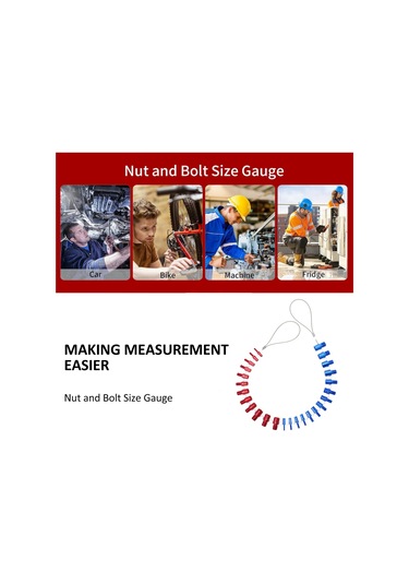 Jeemson Alüminyum Alyaş Somun Vida İç/dış Diş Ölçer 14 İngiliz + 12 Metrik Boyut - Kutu Paketli Diş Çap Testeri