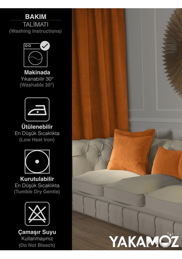 Br Yakamoz Portakal Rengi Kırlent , Yastık Kılıfı Kadife Görünümlü Velvet Touch Serisi Portakal Rengi
