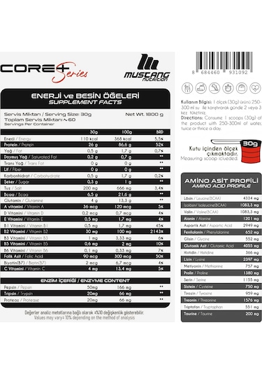 Mustang Nutrition Core+ Series Isolate Whey Protein Tozu 1800 Gr 60 Servis Çilekli Pasta + Shaker + Protein Kahve Hediyeli Çilek Aromalı