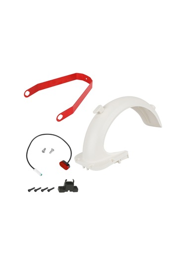 Neevoyu G30 Max Elektrikli Scooter İçin Beyaz Arka Çamurluk Seti: Kırmızı Tutucu, Fren Lambası Ve Kanca - Dayanıklı Abs+pc Malzeme