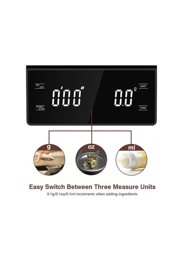 Novahub Dijital Lcd Mutfak Ölçeği, 0.3-3000g, Timer Fonksiyonlu Siyah