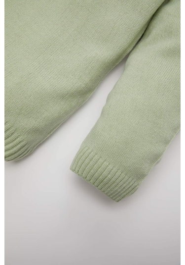 Defacto Kız Bebek Mint Bisiklet Yaka Basic Düz Triko Kazak X8187A224AUGN1123 Yeşil