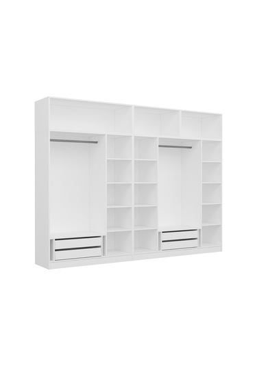 Minar Kale 7 Kapaklı 5 Aynalı 4 Ç Dolap Ve Yüklük Beyaz Antrasit 255cm Çok Renkli