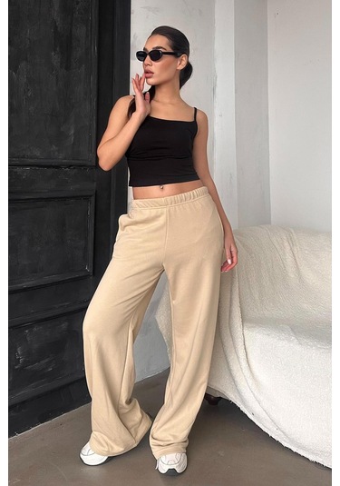 Madmext Bej Bol Paça Kadın Eşofman Altı Mg2279 Bej