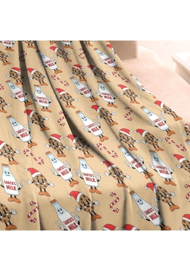 Noel Desenli Bebek Battaniyesi 40x30 İnç, Polar, Yumuşak, Hafif Ve Kalın Noel Süt Kurabiye