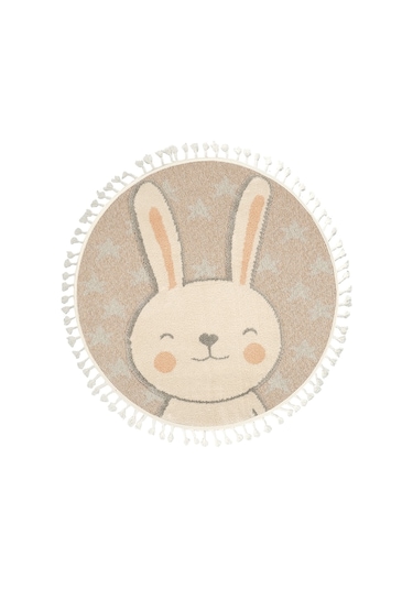 Dolce Vita Halı Kids 475 Rabbit Yuvarlak Halı Krem