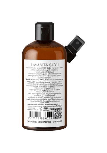 Akita Doğal Aloe Vera Cam Şişe Lavanta Suyu 100 ML