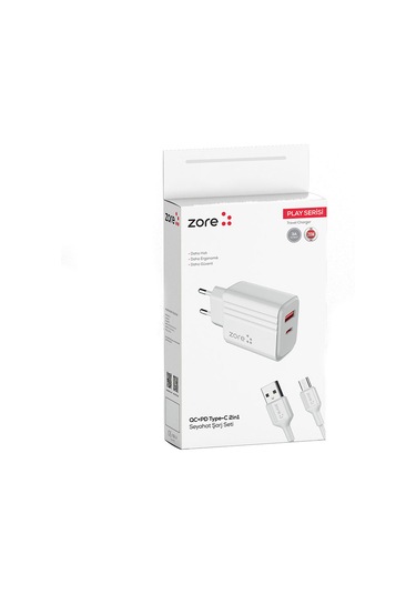 Mobilefix Play Serisi Pl06 Type-c 2in1 Seyahat Şarj Aleti 20w - Beyaz Beyaz