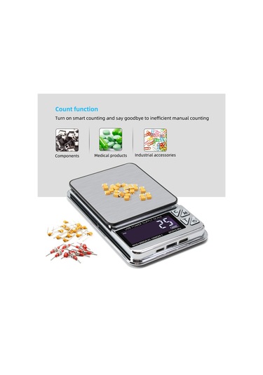 Yüksek Hassasiyetli Terazi, 1000gx0.01g Dijital Lcd Paslanmaz Usb Şarj Gümüş