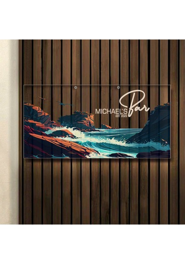 Bk Gift Kişiye Özel Manzara Tasarımlı Akrilik Bar Tabelası 38x19cm -16, Home Bar Tabela, Duvar Dekoru Kobitmeyen137734 Bk Gift