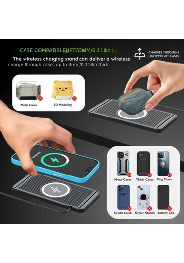 Honeybeeshop Araba Kablosuz Sarj Standi Siyah Hizli Sarj Istasyonu Kaymaz Mat Telefon Kulaklik Sarj Taban Iphone Samsung Galaxy Uyumlu S24 S23 S22 Siyah