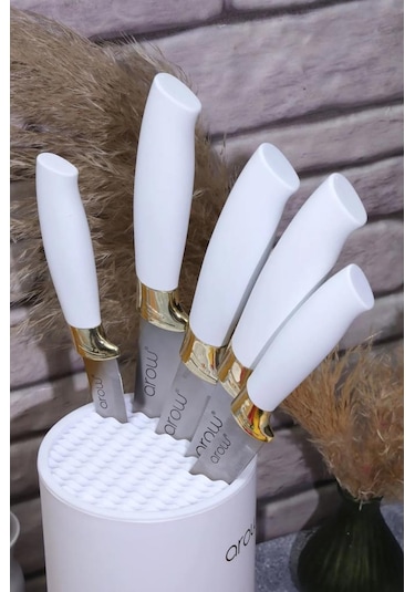 Arow Standlı Lüx Bıçak Seti Beyaz Tr-2657